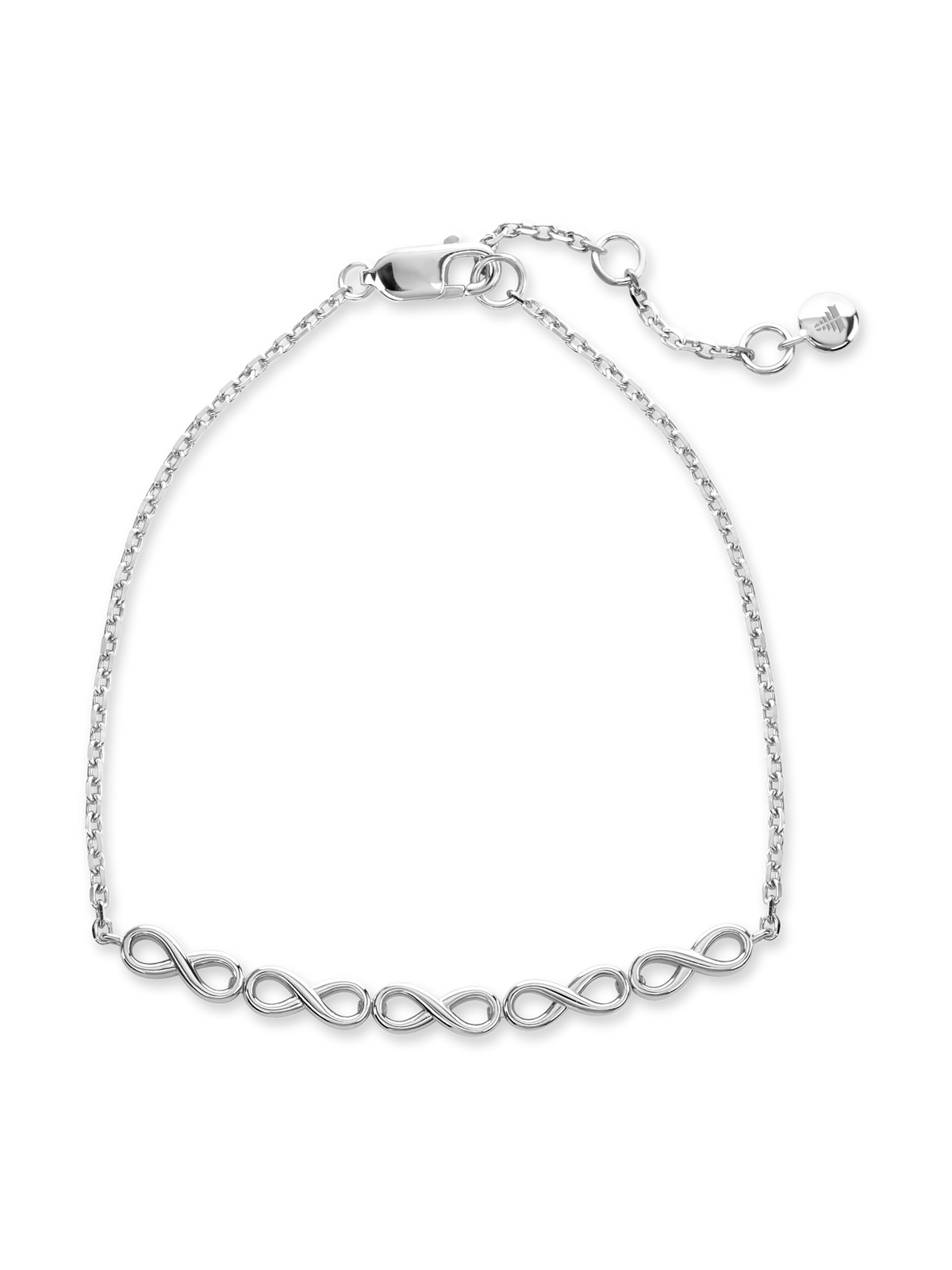 Infinity Chain Bracelet in Rhodium Plated Sterling Silver