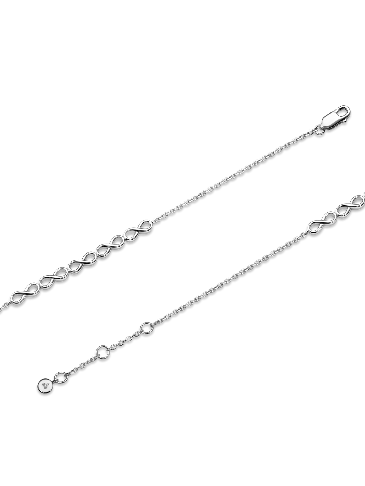 Infinity Chain Bracelet in Rhodium Plated Sterling Silver