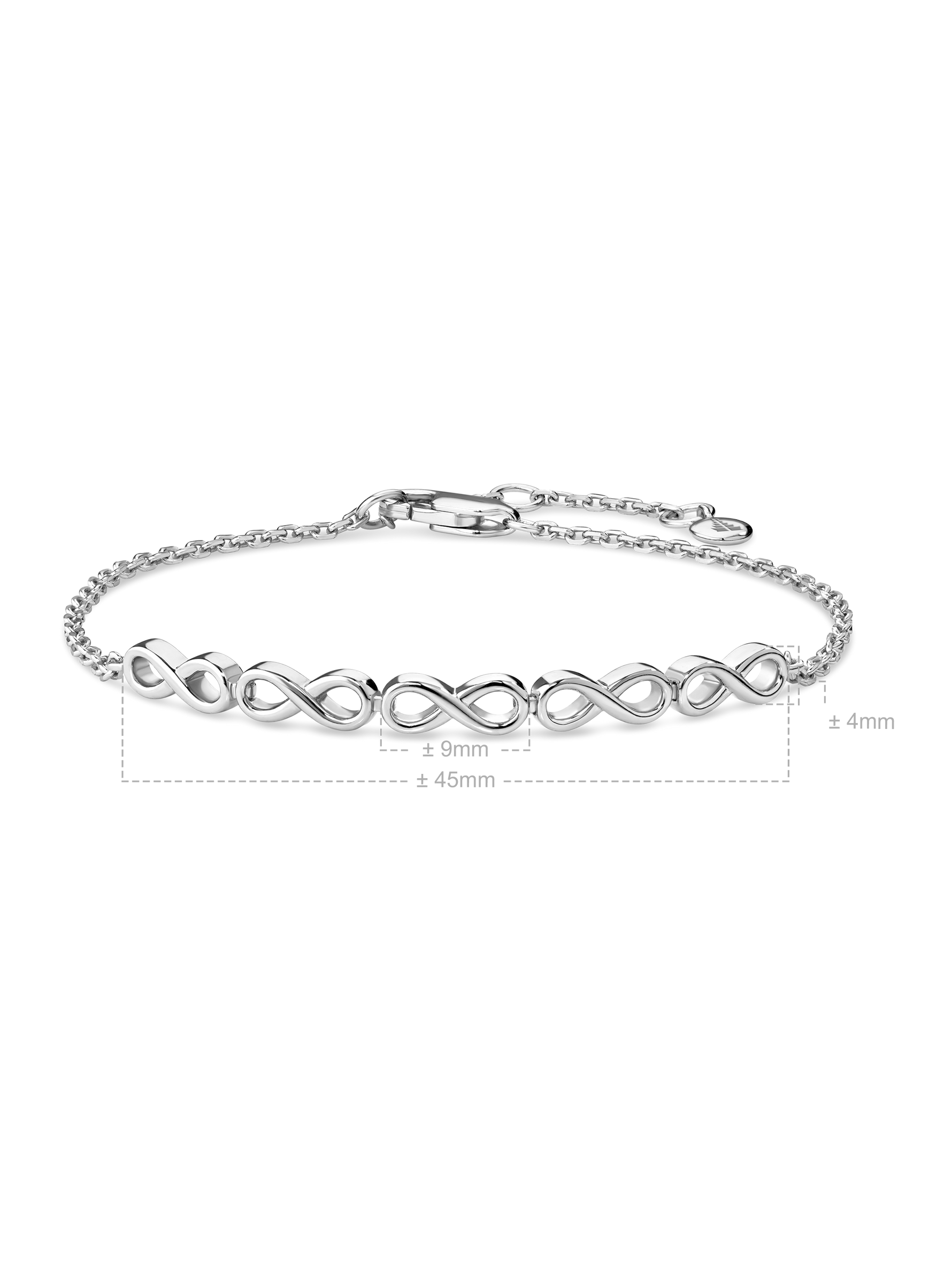 Infinity Chain Bracelet in Rhodium Plated Sterling Silver