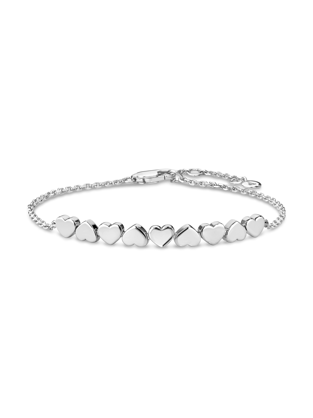 Sweet Heart Chain Bracelet in Rhodium Plated Sterling Silver