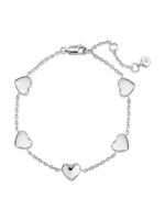 Heart Chain Bracelet in Rhodium Plated Sterling Silver