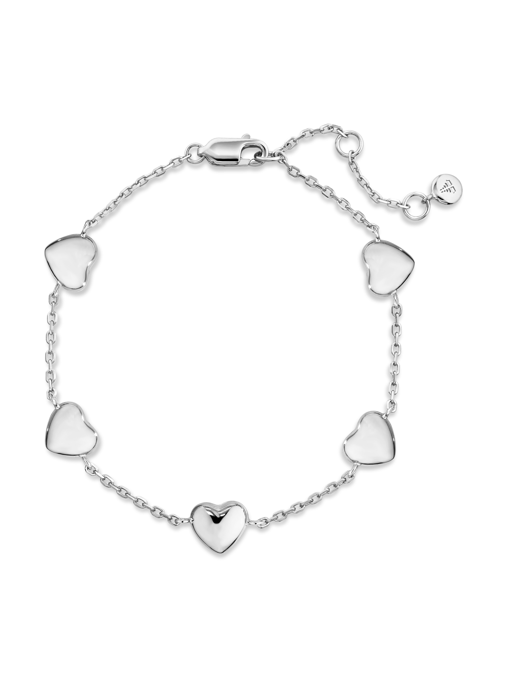 Heart Chain Bracelet in Rhodium Plated Sterling Silver