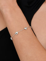 Heart Chain Bracelet in Rhodium Plated Sterling Silver