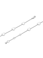 Heart Chain Bracelet in Rhodium Plated Sterling Silver