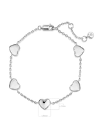 Heart Chain Bracelet in Rhodium Plated Sterling Silver