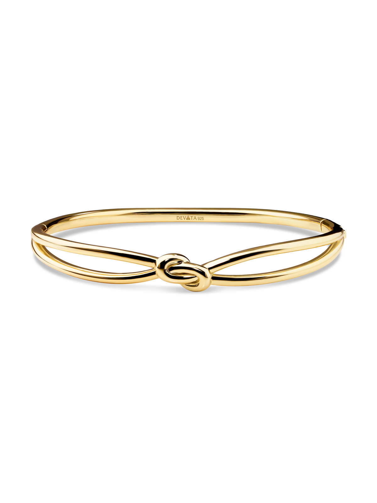 Love Knot Bangle Bracelet in Gold Plated Sterling Silver