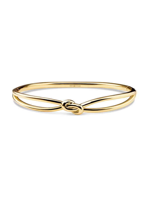 Love Knot Bangle Bracelet in Gold Plated Sterling Silver