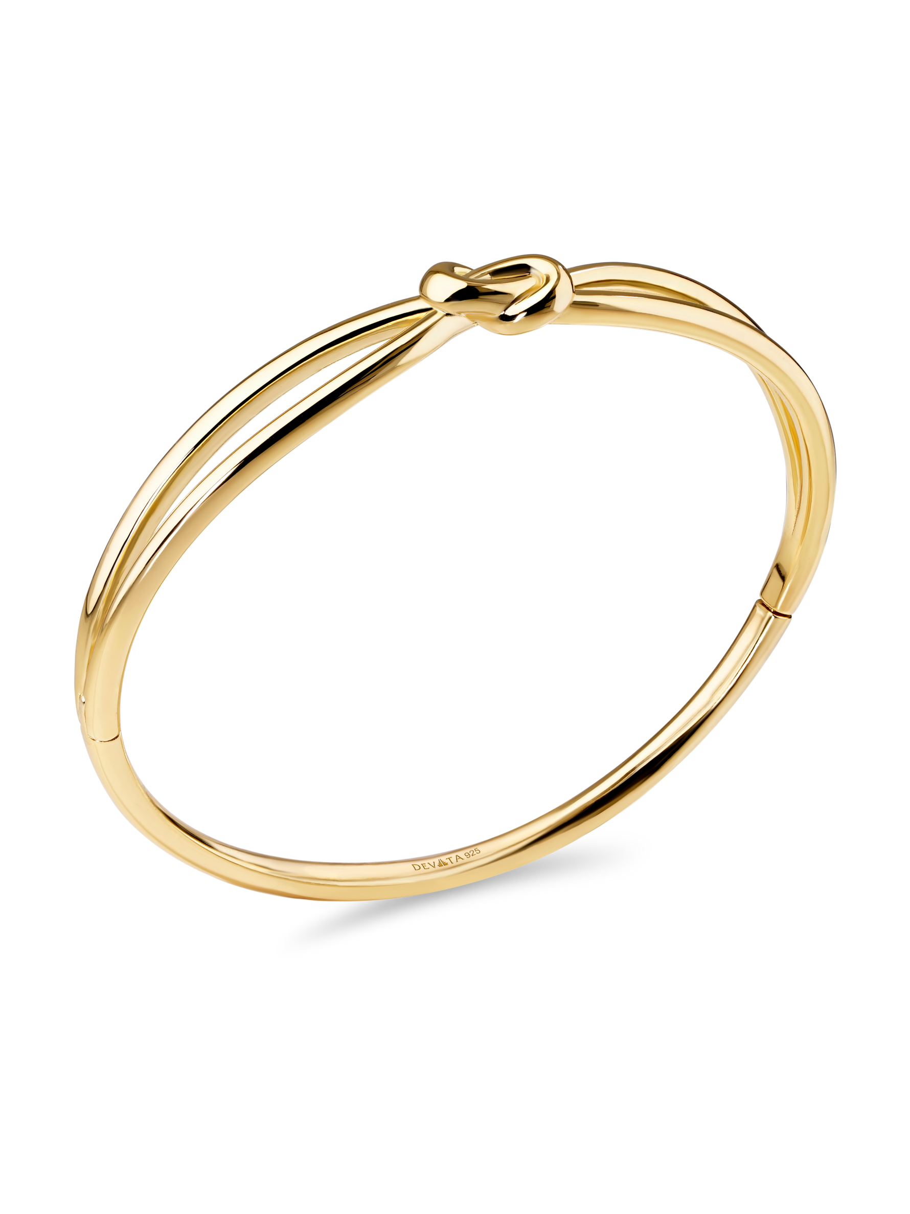 Love Knot Bangle Bracelet in Gold Plated Sterling Silver
