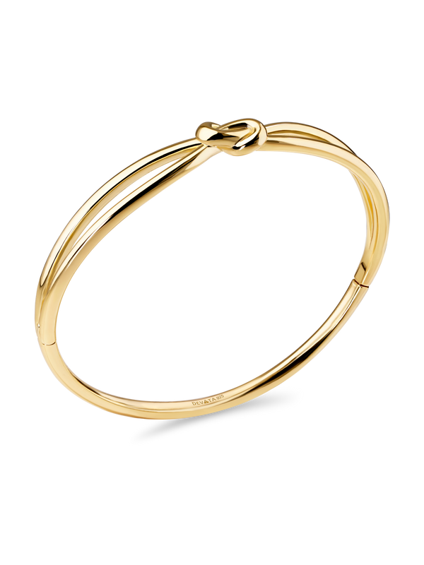 Love Knot Bangle Bracelet in Rhodium Plated Sterling Silver