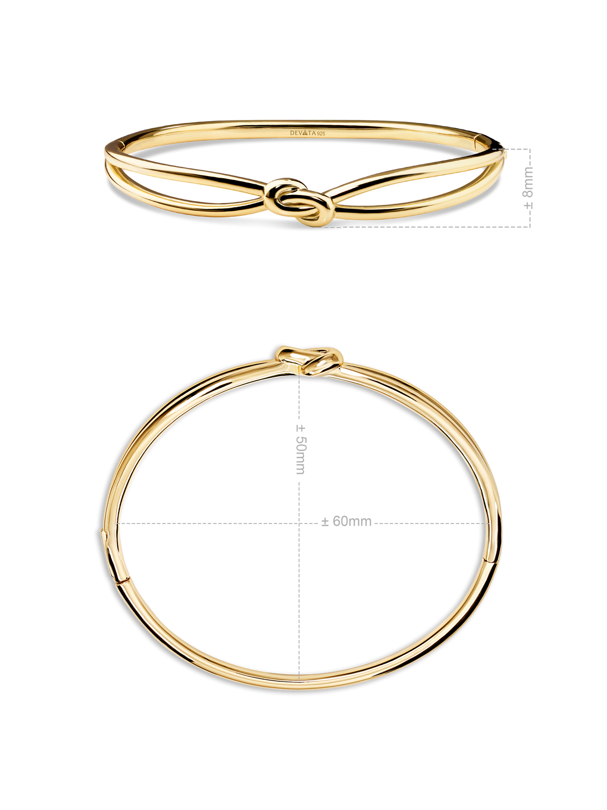 Love Knot Bangle Bracelet in Gold Plated Sterling Silver