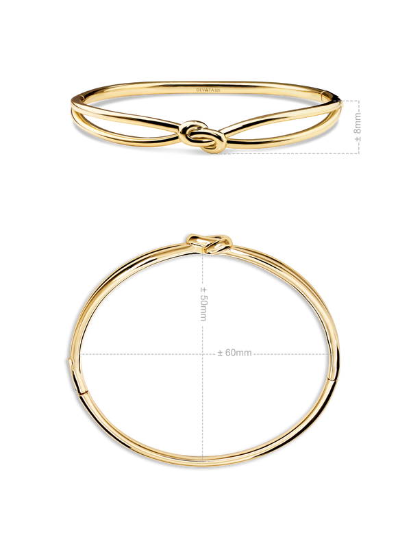 Love Knot Bangle Bracelet in Gold Plated Sterling Silver