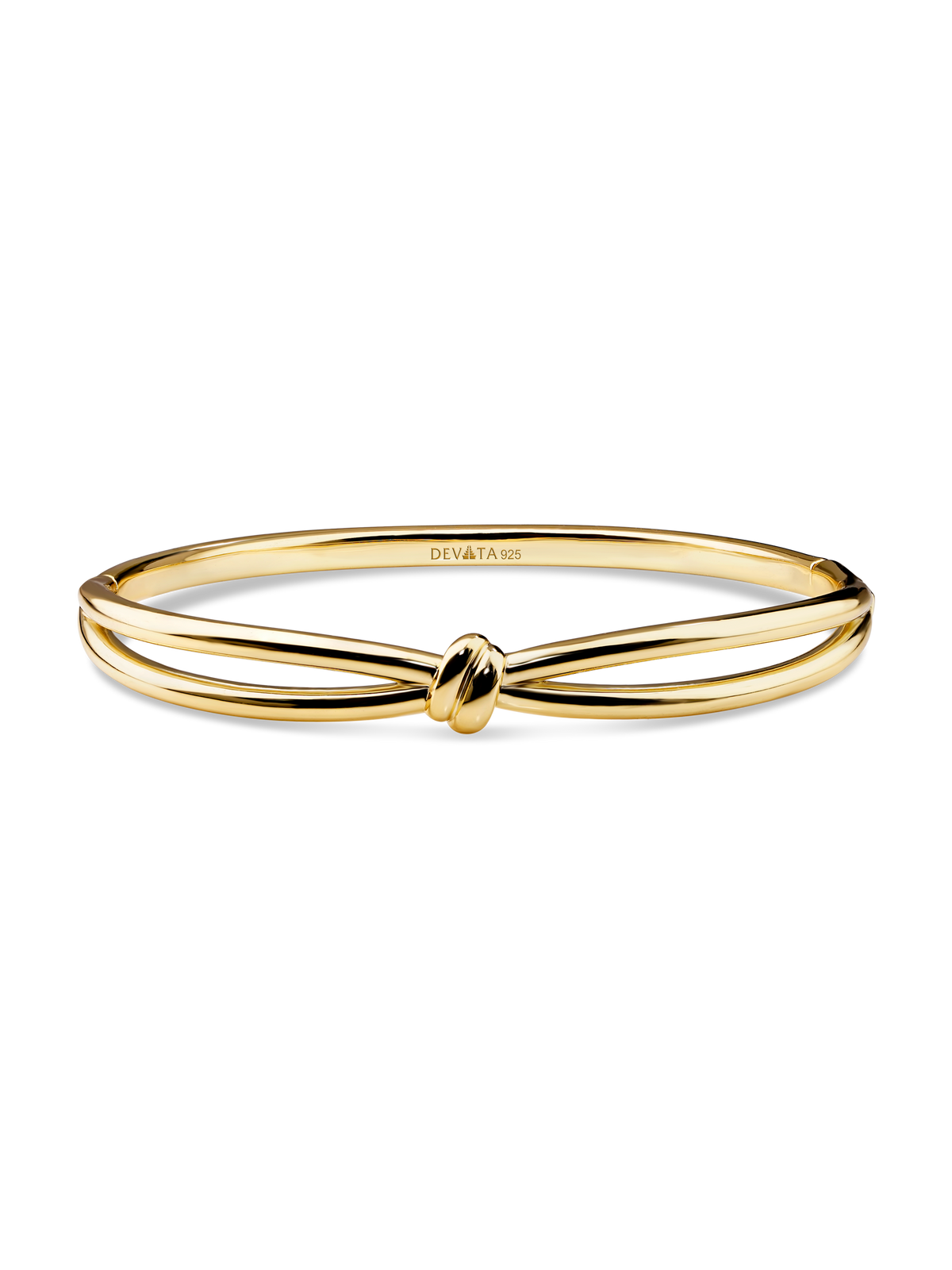 Love Knot Bangle Bracelet in Gold Plated Sterling Silver
