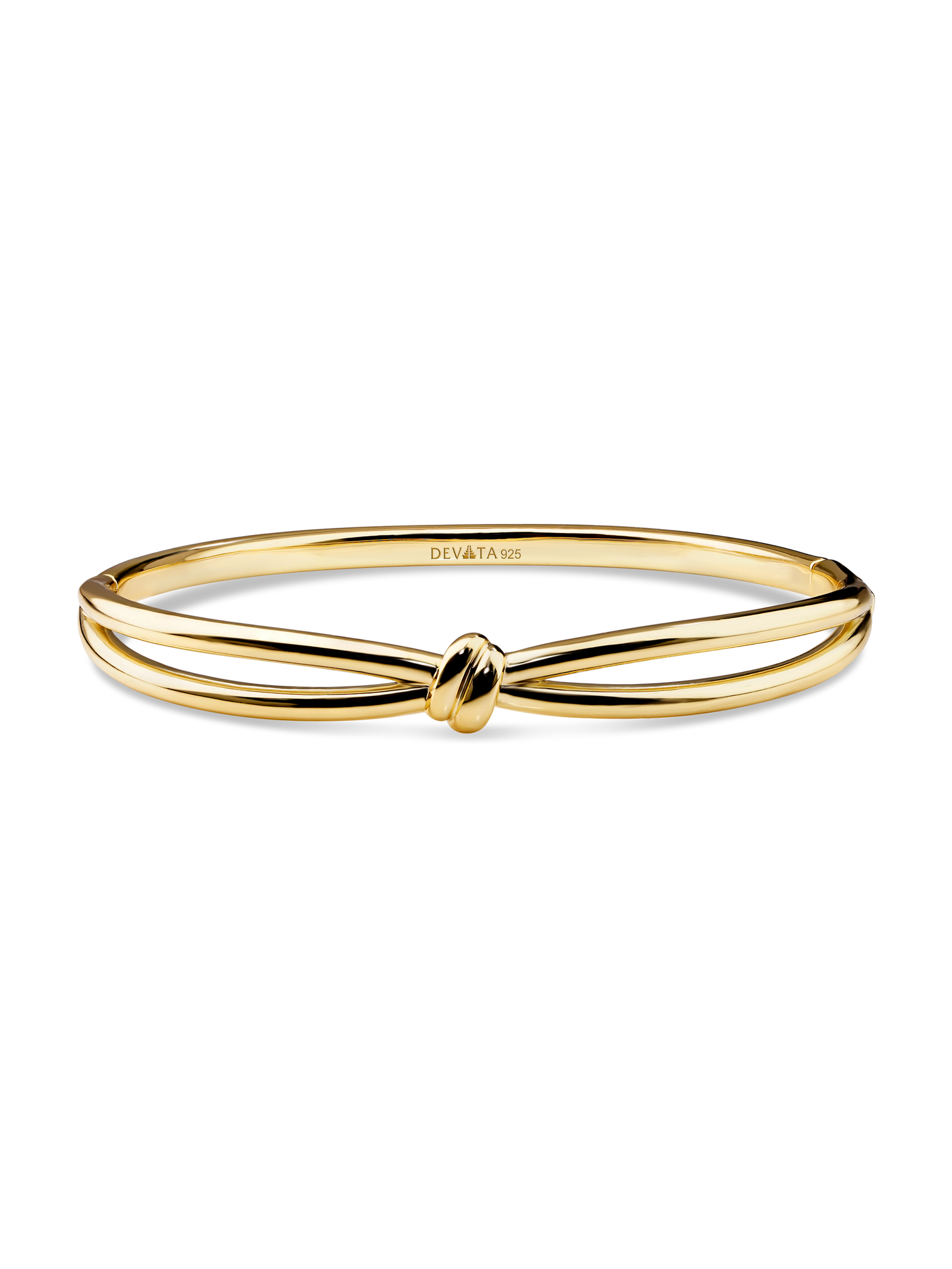 Love Knot Bangle Bracelet in Gold Plated Sterling Silver