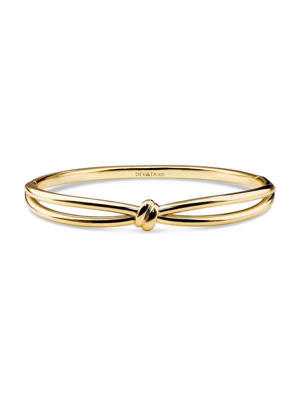 Love Knot Bangle Bracelet in Gold Plated Sterling Silver