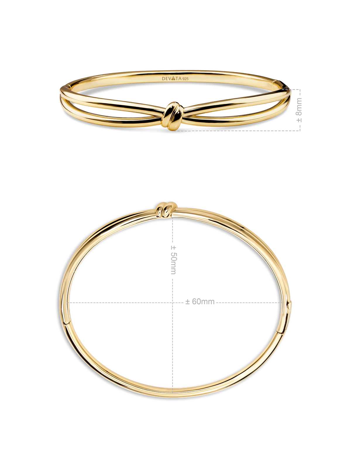 Love Knot Bangle Bracelet in Gold Plated Sterling Silver