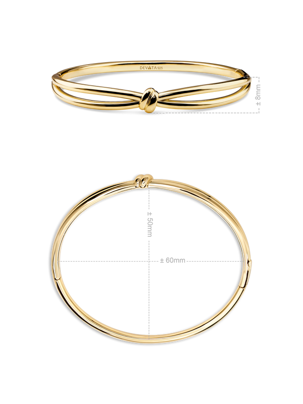 Love Knot Bangle Bracelet in Gold Plated Sterling Silver