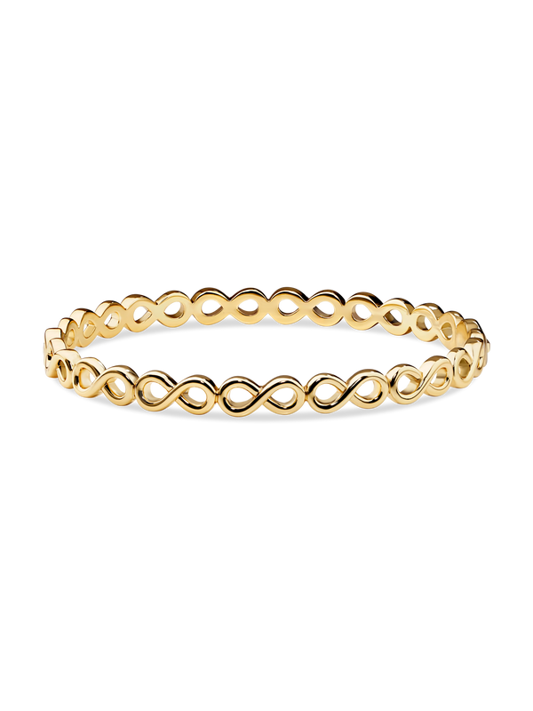 Infinity Bangle Bracelet in Gold Plated Sterling Silver
