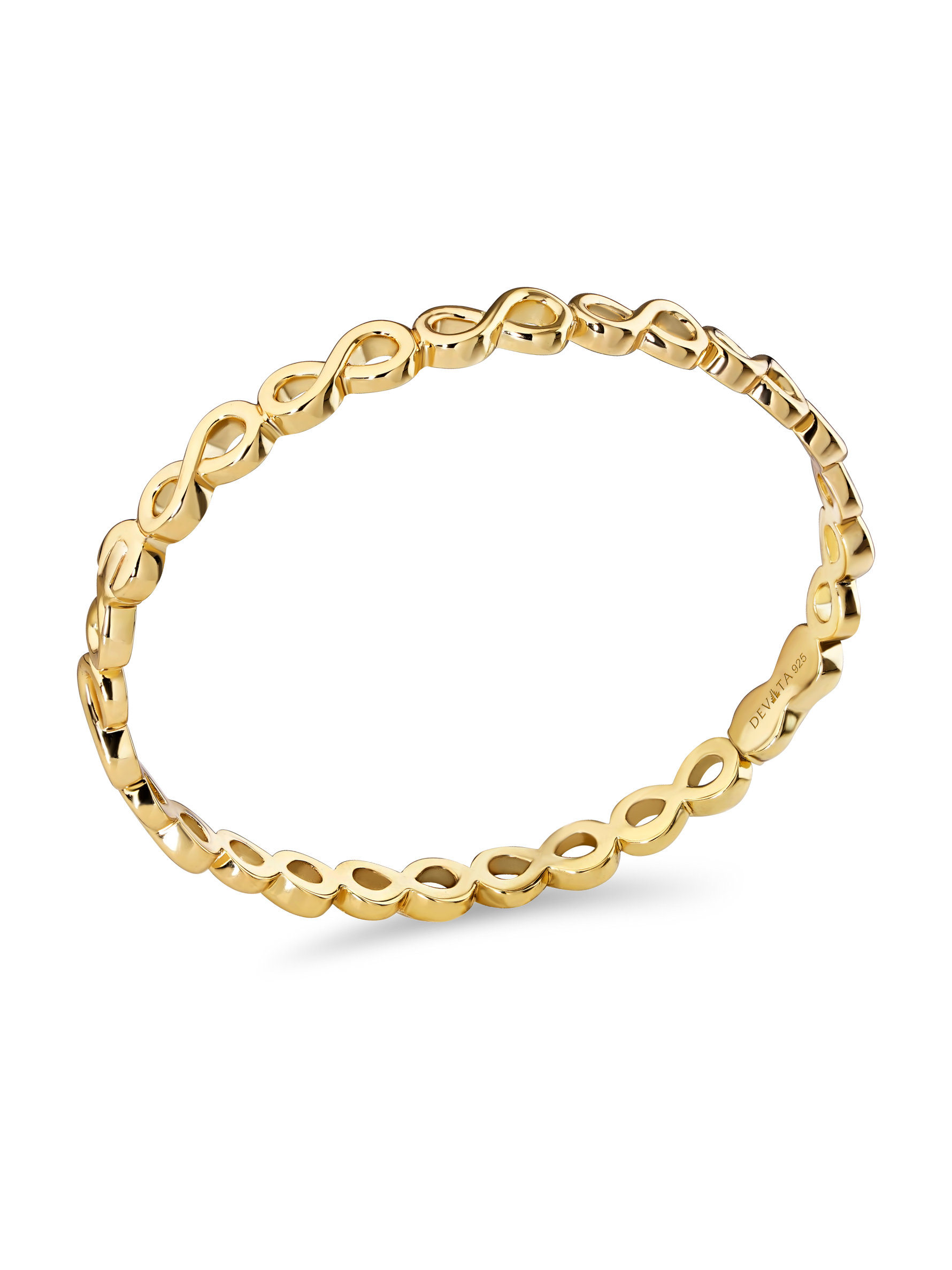 DEVATA Infinity Bangle Bracelet in Gold Plated Sterling Silver