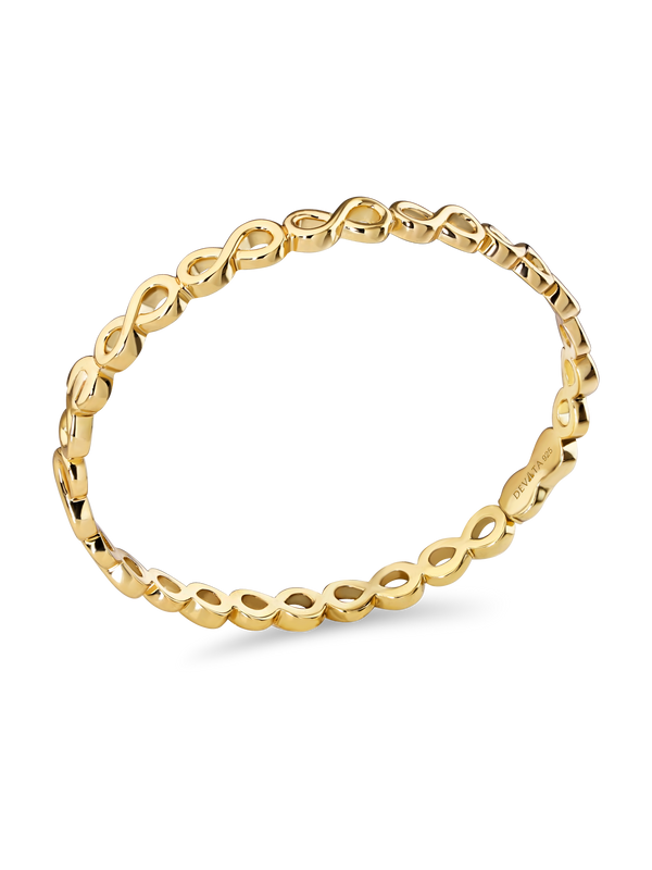 Infinity Bangle Bracelet in Gold Plated Sterling Silver