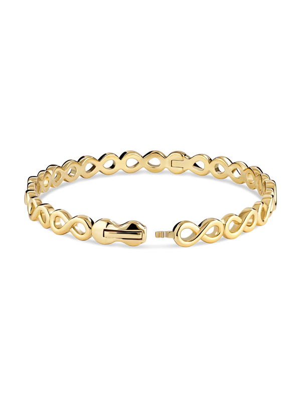 Infinity Bangle Bracelet in Gold Plated Sterling Silver