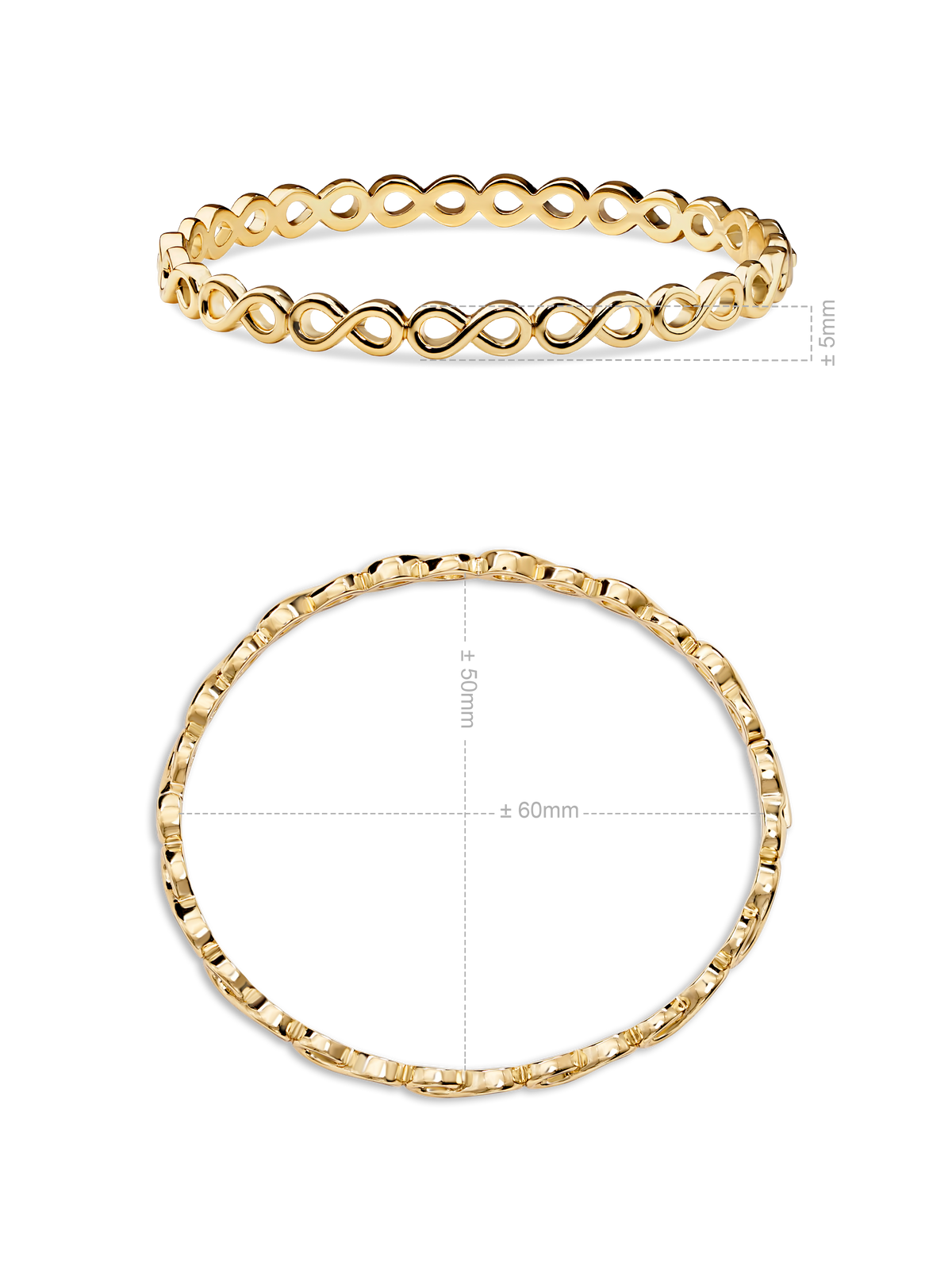 DEVATA Infinity Bangle Bracelet in Gold Plated Sterling Silver