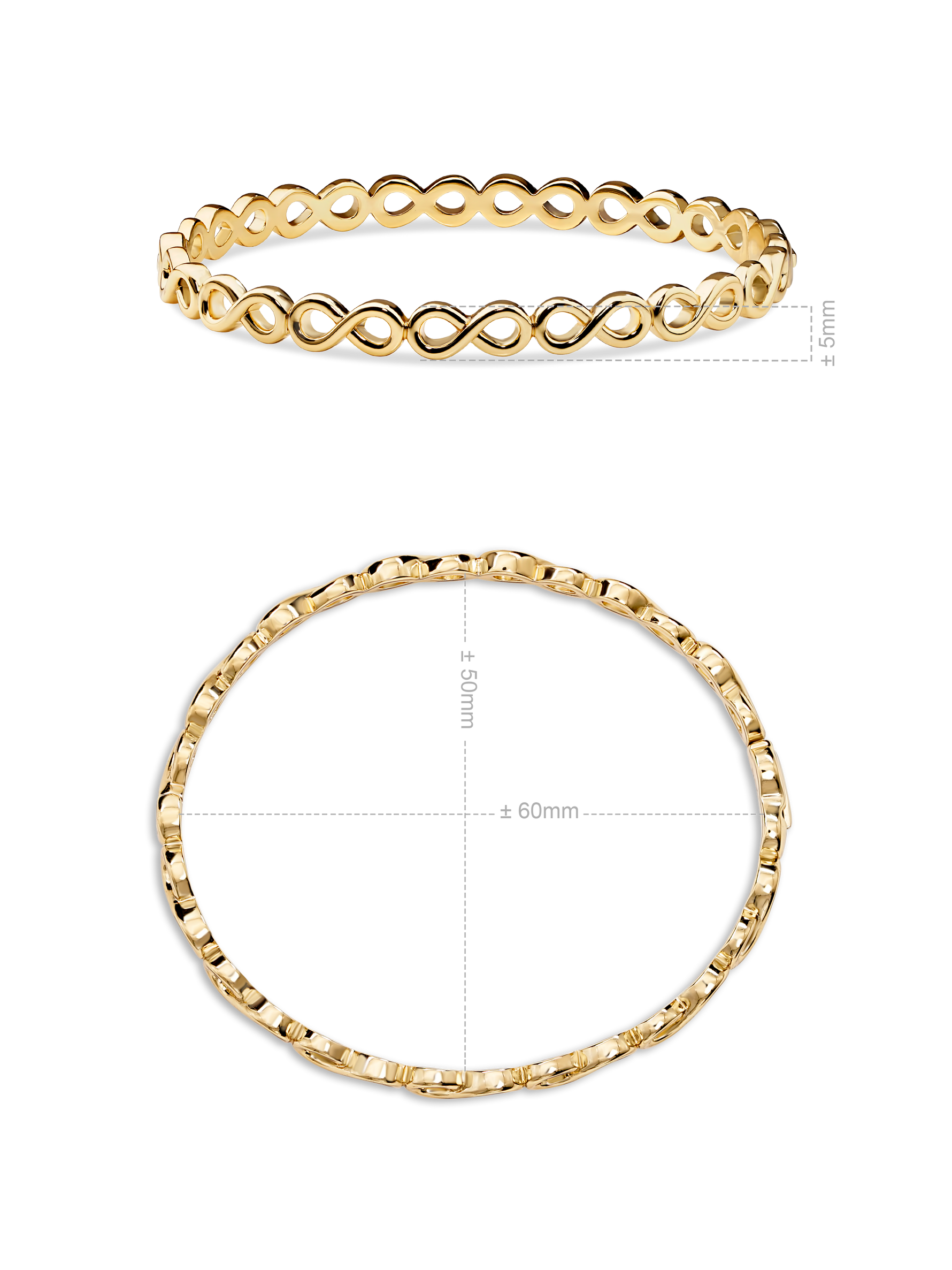 DEVATA Infinity Bangle Bracelet in Gold Plated Sterling Silver