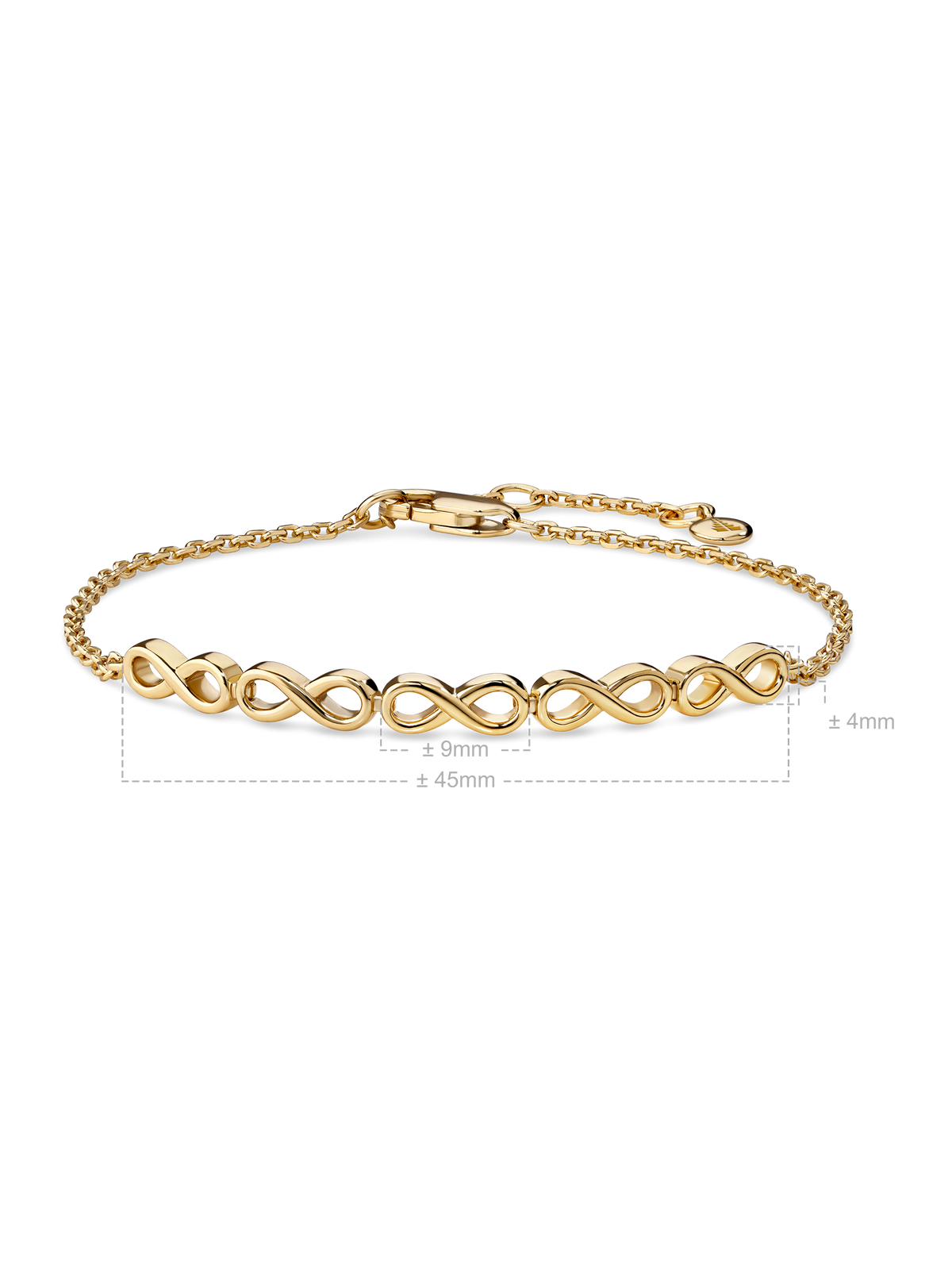 Infinity Chain Bracelet in Gold Plated Sterling Silver