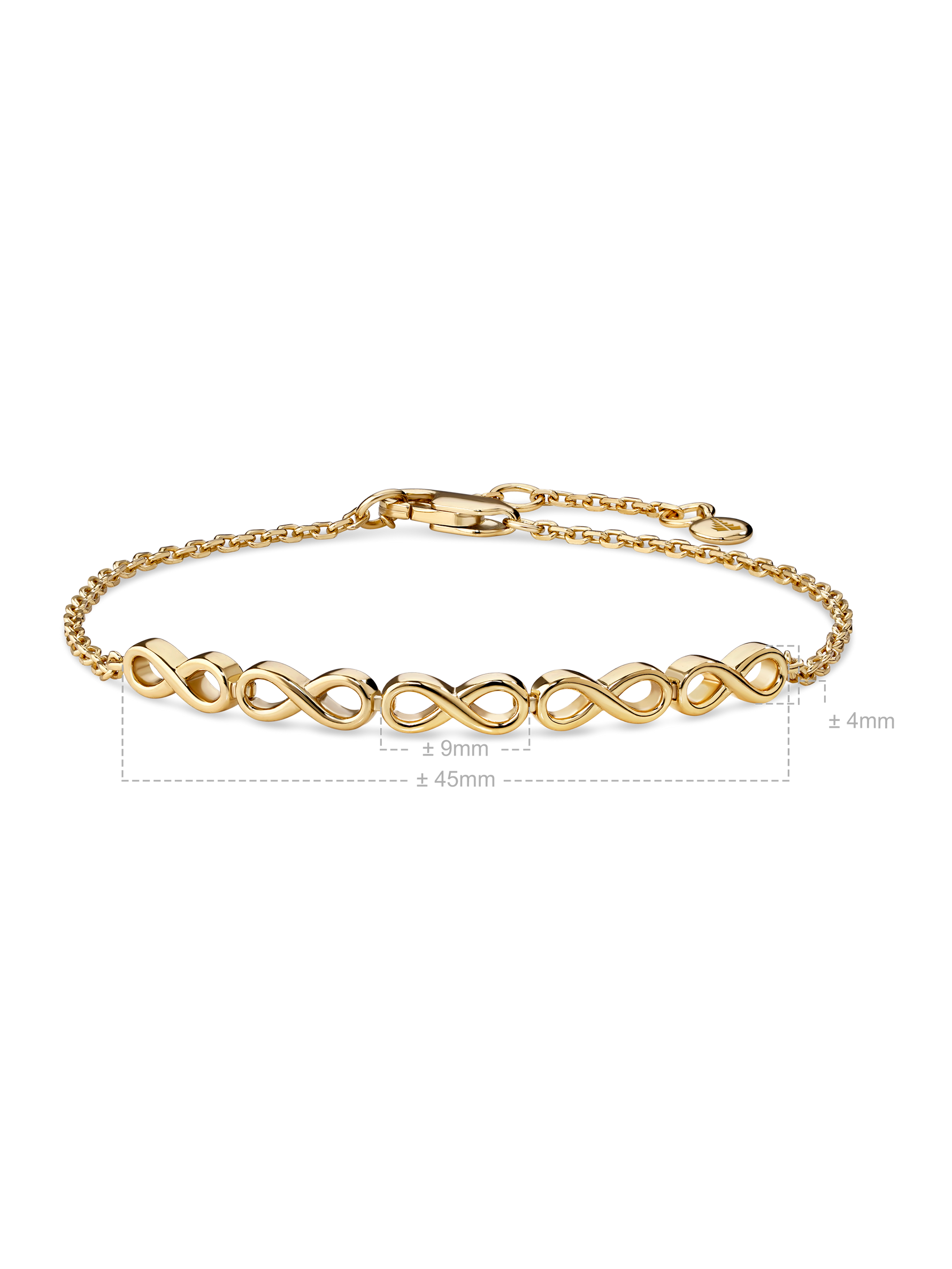 Infinity Chain Bracelet in Gold Plated Sterling Silver