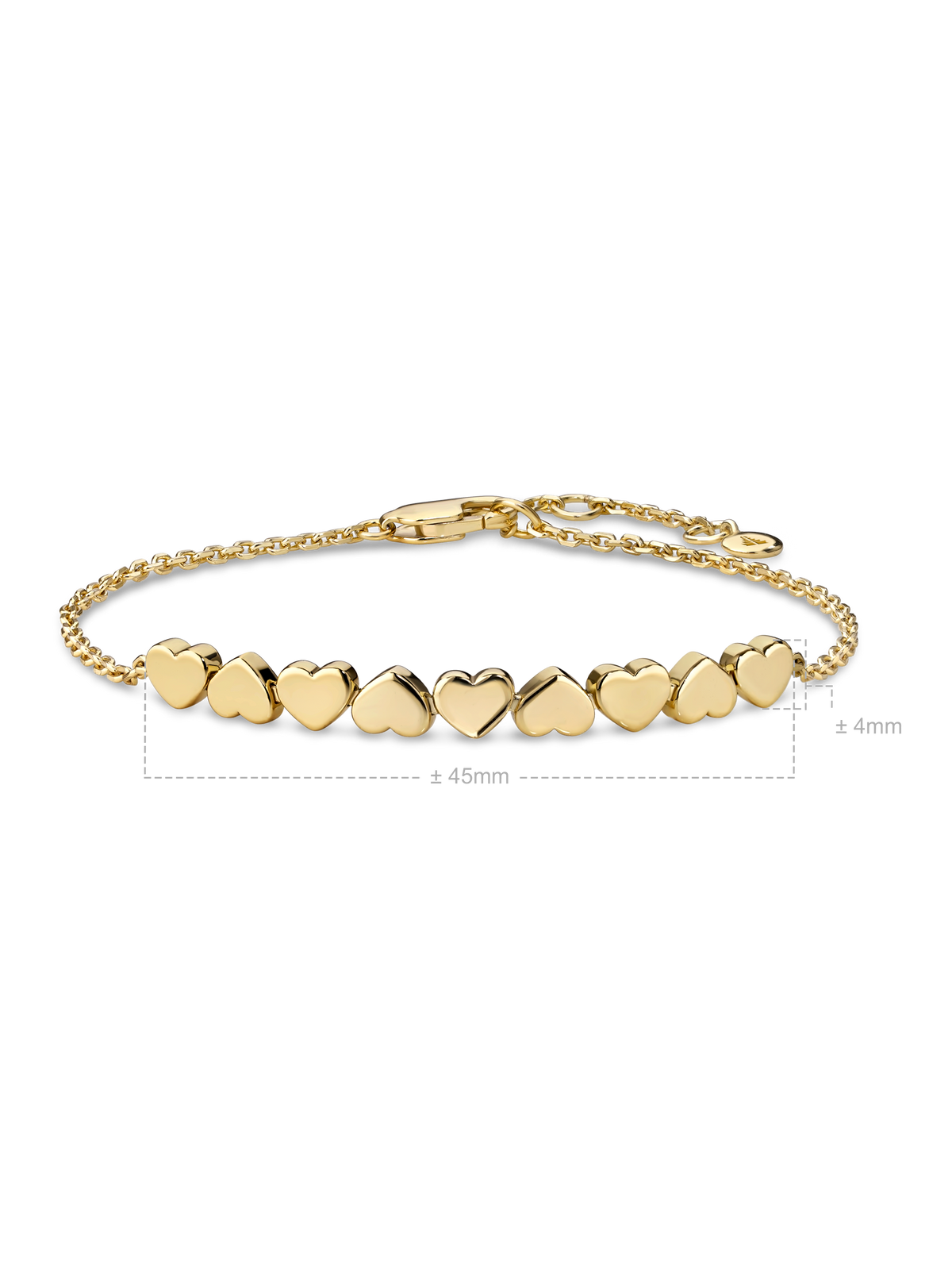 Sweet Heart Chain Bracelet in Gold Plated Sterling Silver