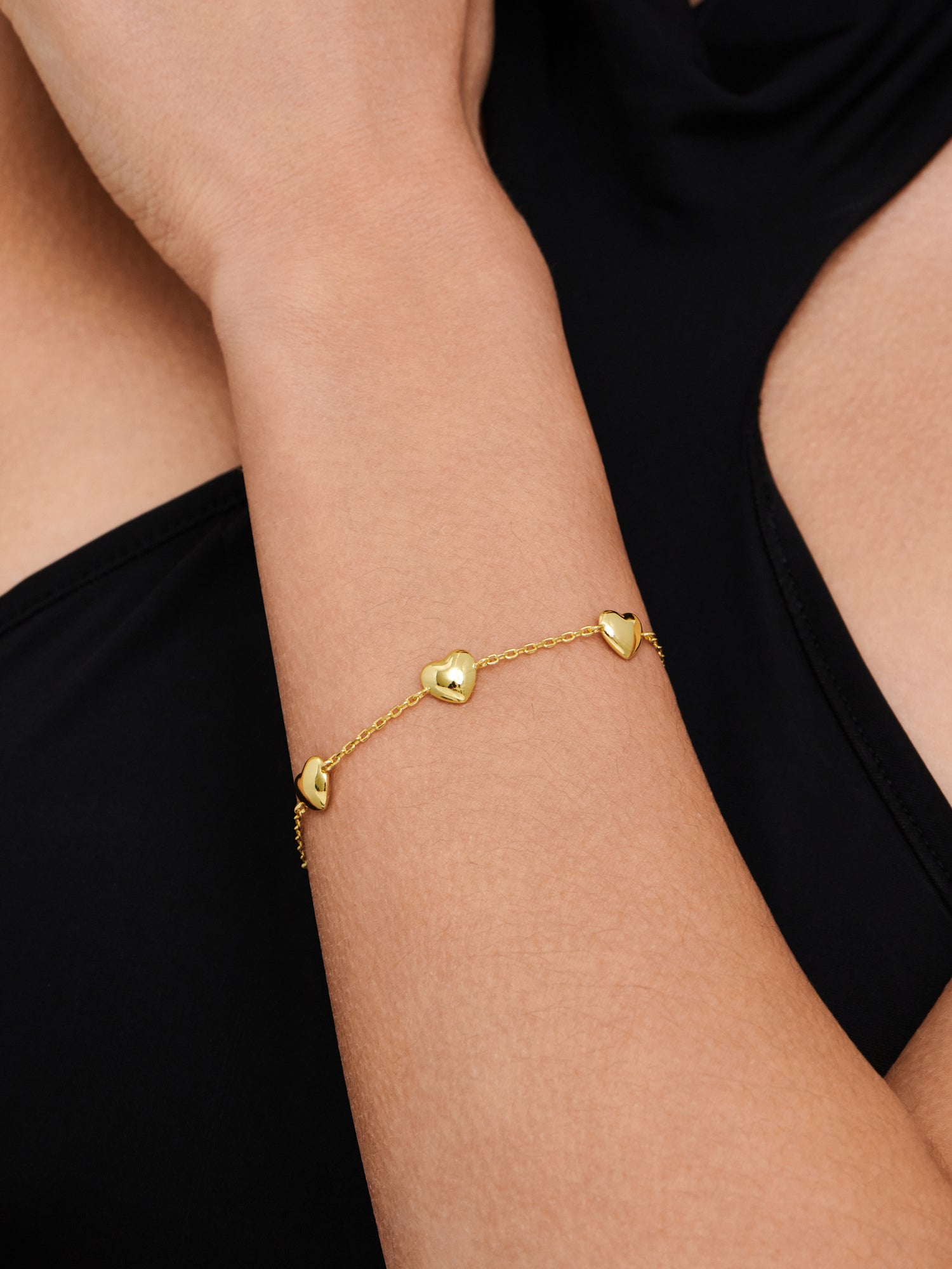 Heart Chain Bracelet in Gold Plated Sterling Silver