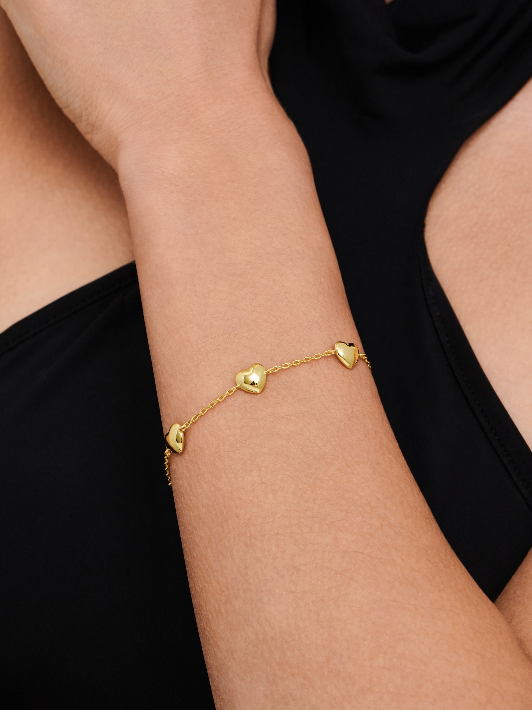 Heart Chain Bracelet in Gold Plated Sterling Silver