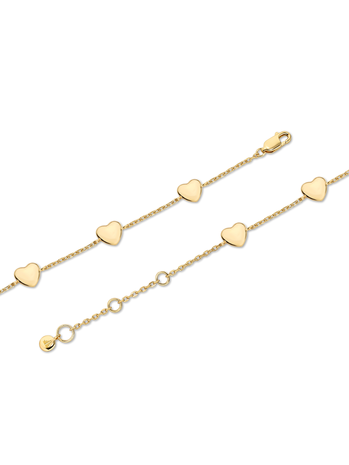 Heart Chain Bracelet in Gold Plated Sterling Silver