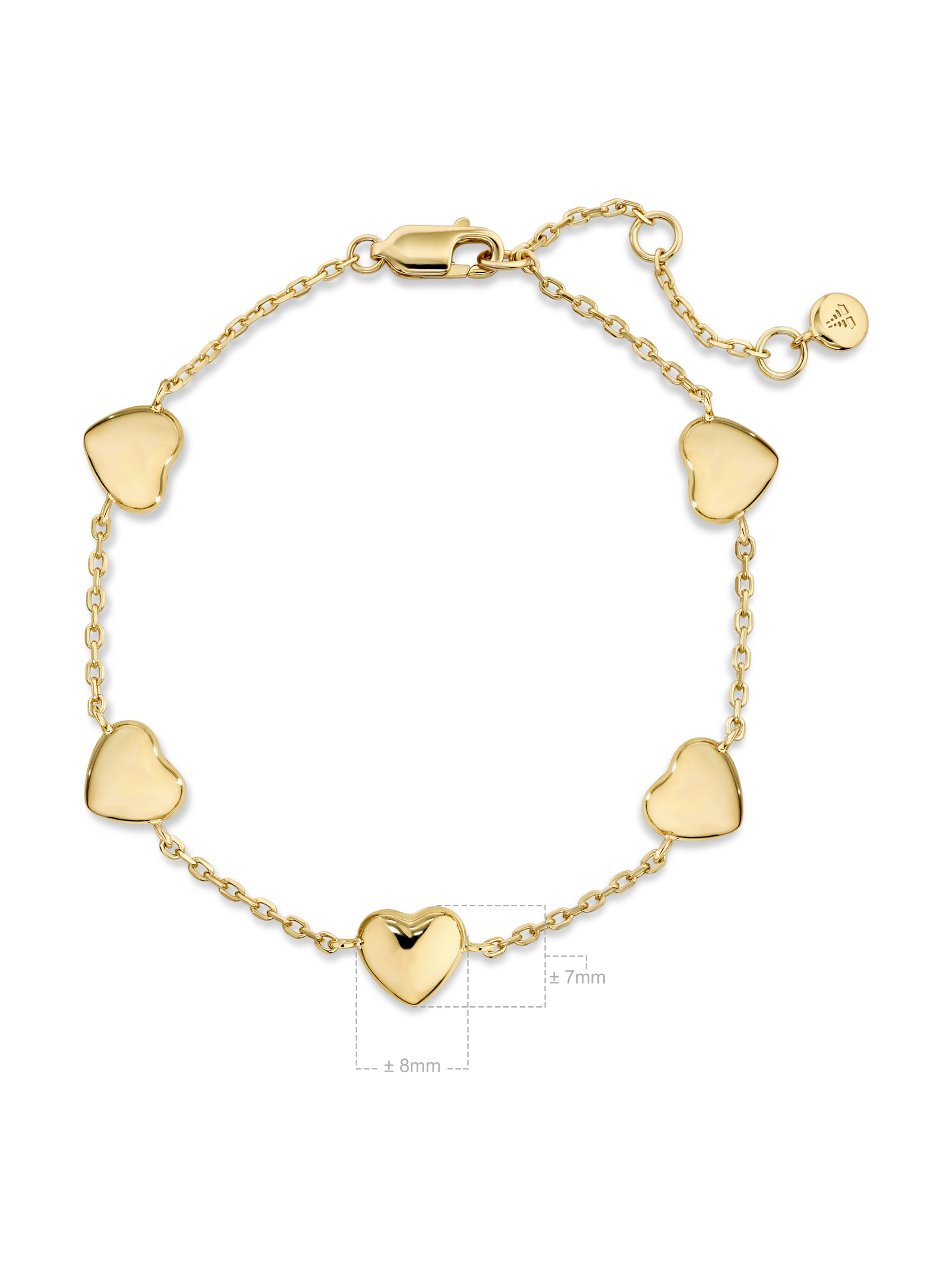 Heart Chain Bracelet in Gold Plated Sterling Silver