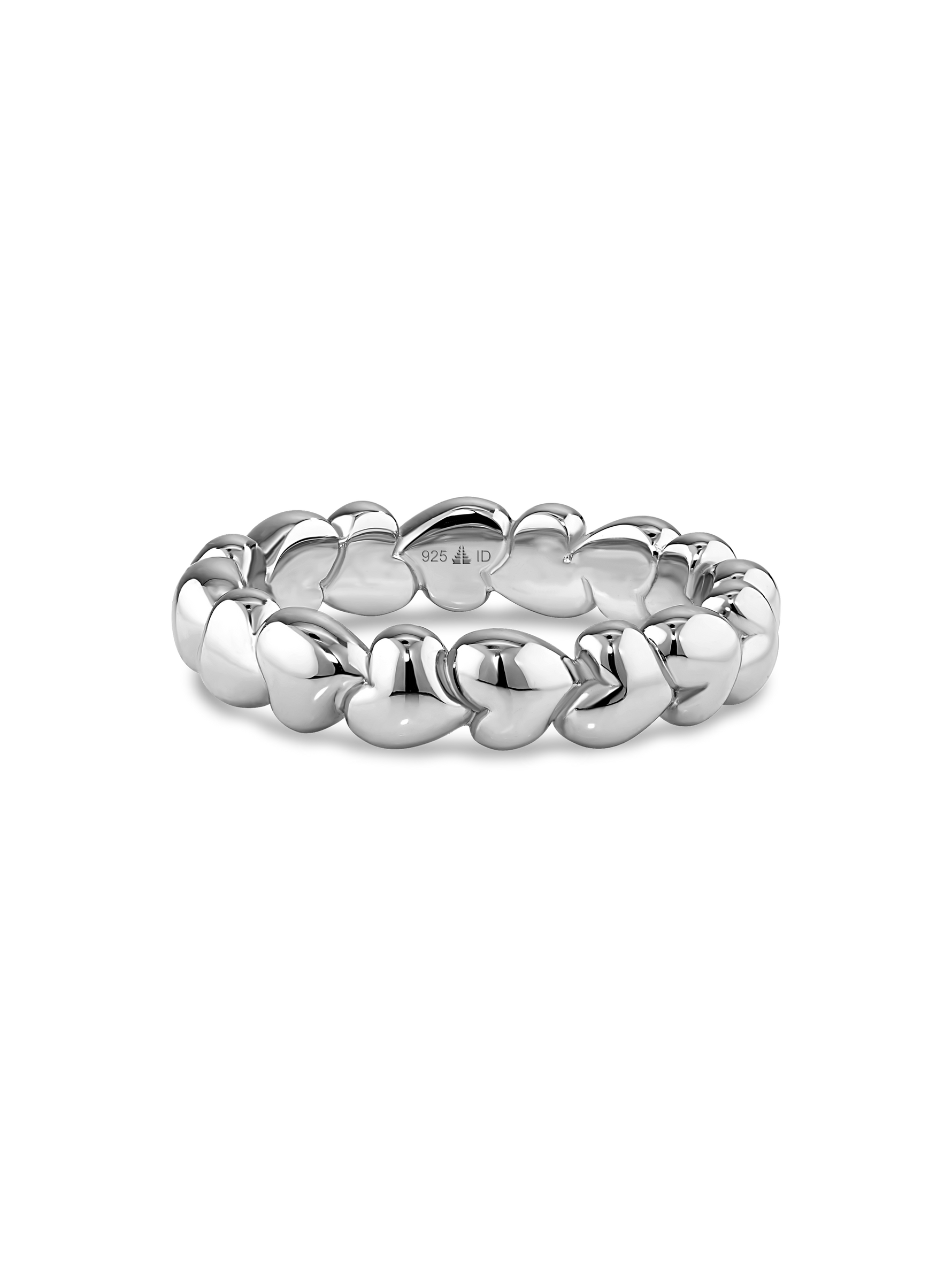 DEVATA Sweet Heart Eternity Band Ring in Rhodium Plated Sterling Silver