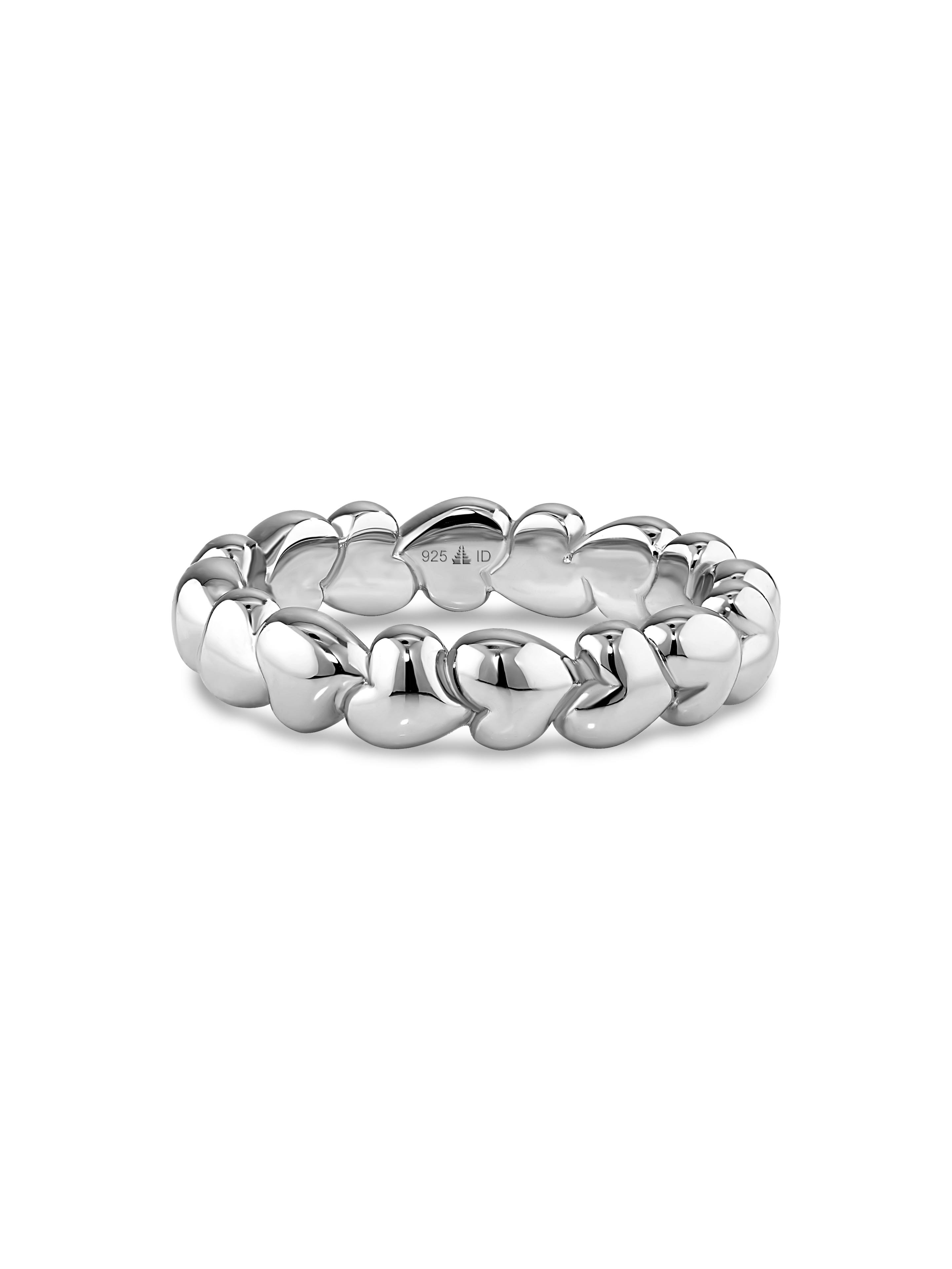 DEVATA Sweet Heart Eternity Band Ring in Rhodium Plated Sterling Silver#sterling-silver