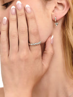 DEVATA Sweet Heart Eternity Band Ring in Rhodium Plated Sterling Silver