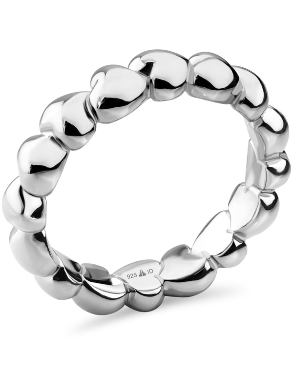 DEVATA Sweet Heart Eternity Band Ring Rhodium Plated Sterling Silver