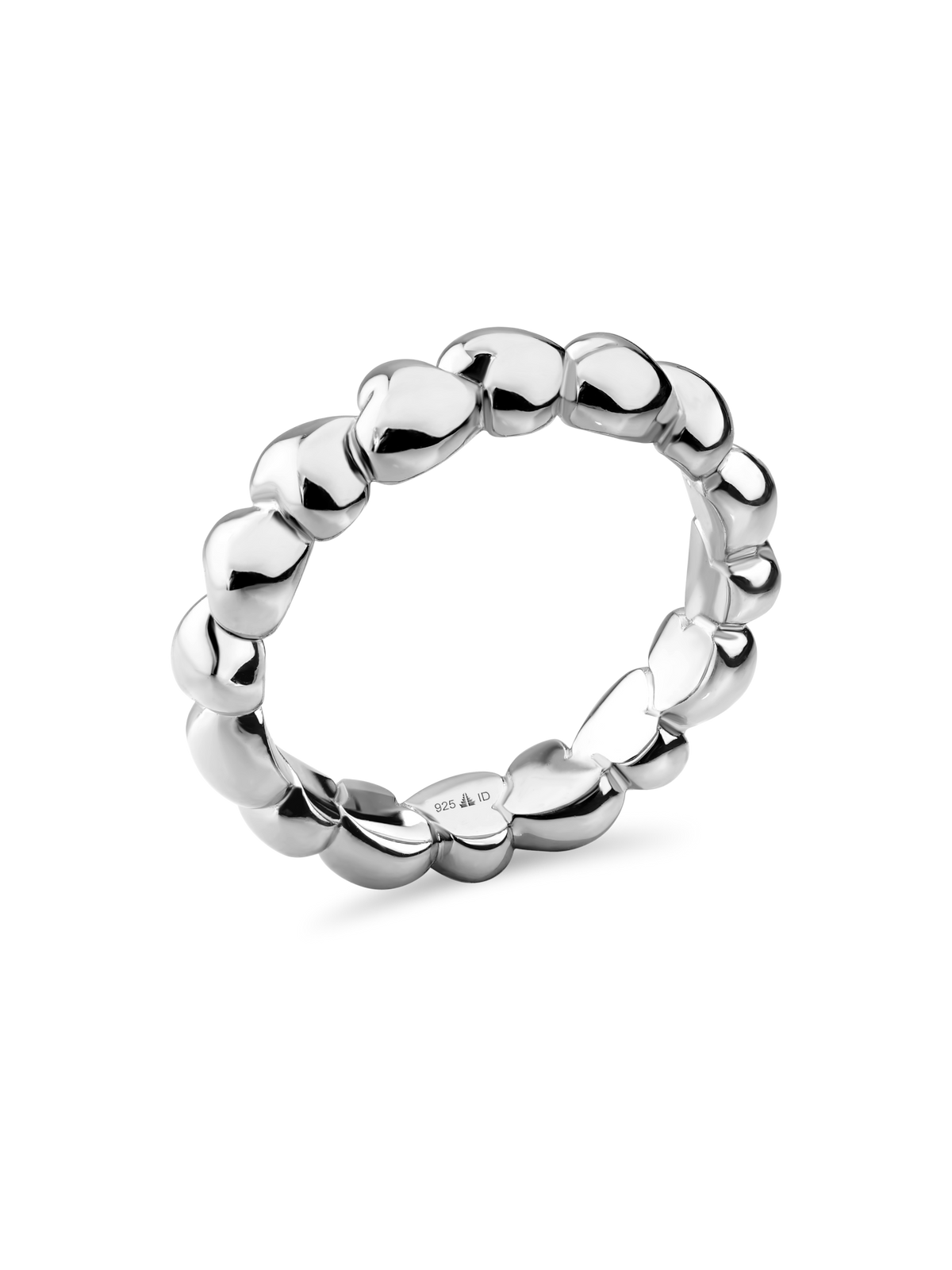 DEVATA Sweet Heart Eternity Band Ring in Rhodium Plated Sterling Silver