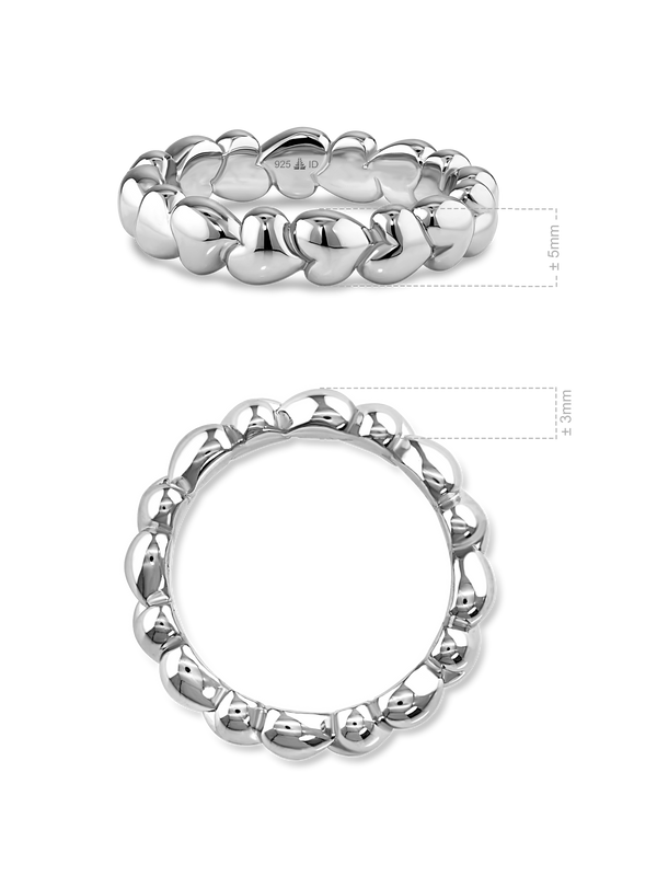 DEVATA Sweet Heart Eternity Band Ring Rhodium Plated Sterling Silver