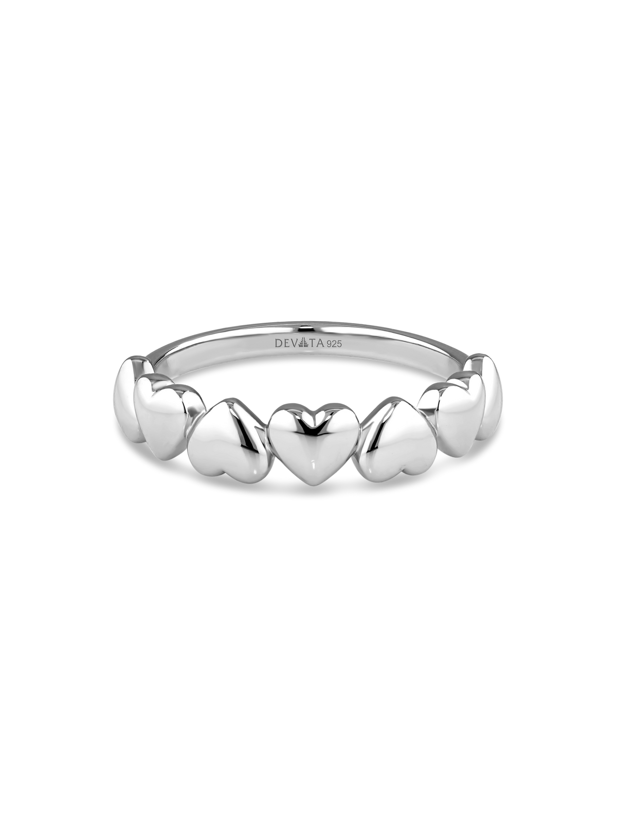 DEVATA Sweet Heart Ring in Rhodium Plated Sterling Silver