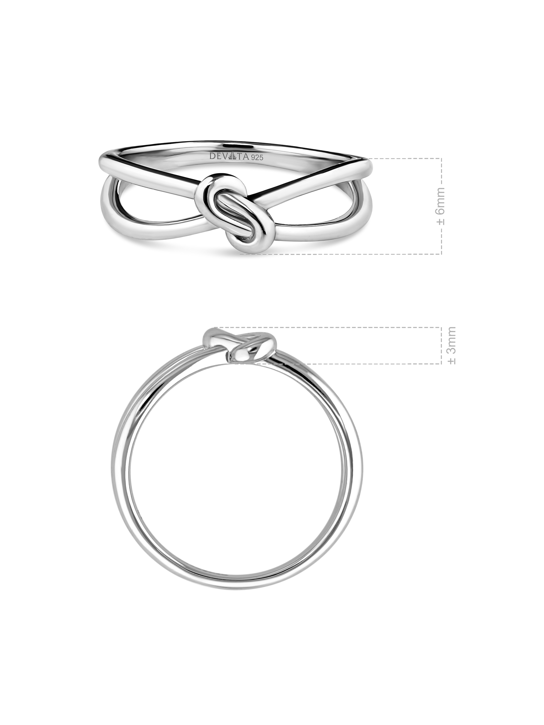 Love Knot Ring in Rhodium Plated Sterling Silver