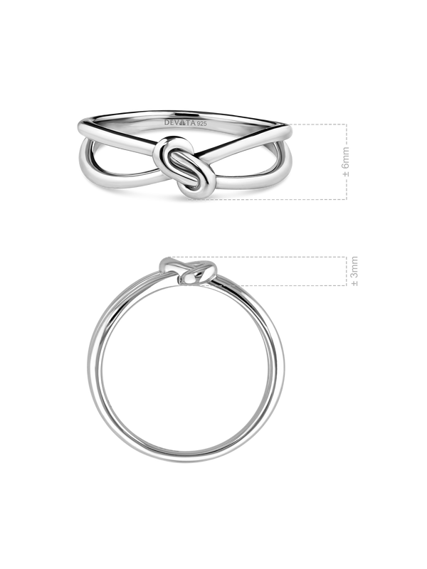 Love Knot Ring in Rhodium Plated Sterling Silver