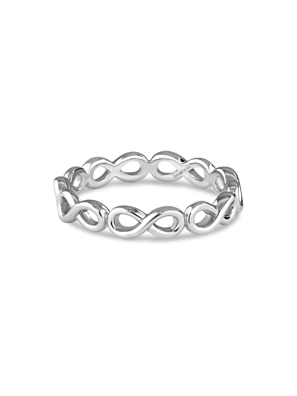 DEVATA Infinity Eternity Ring in Rhodium Plated Sterling Silver