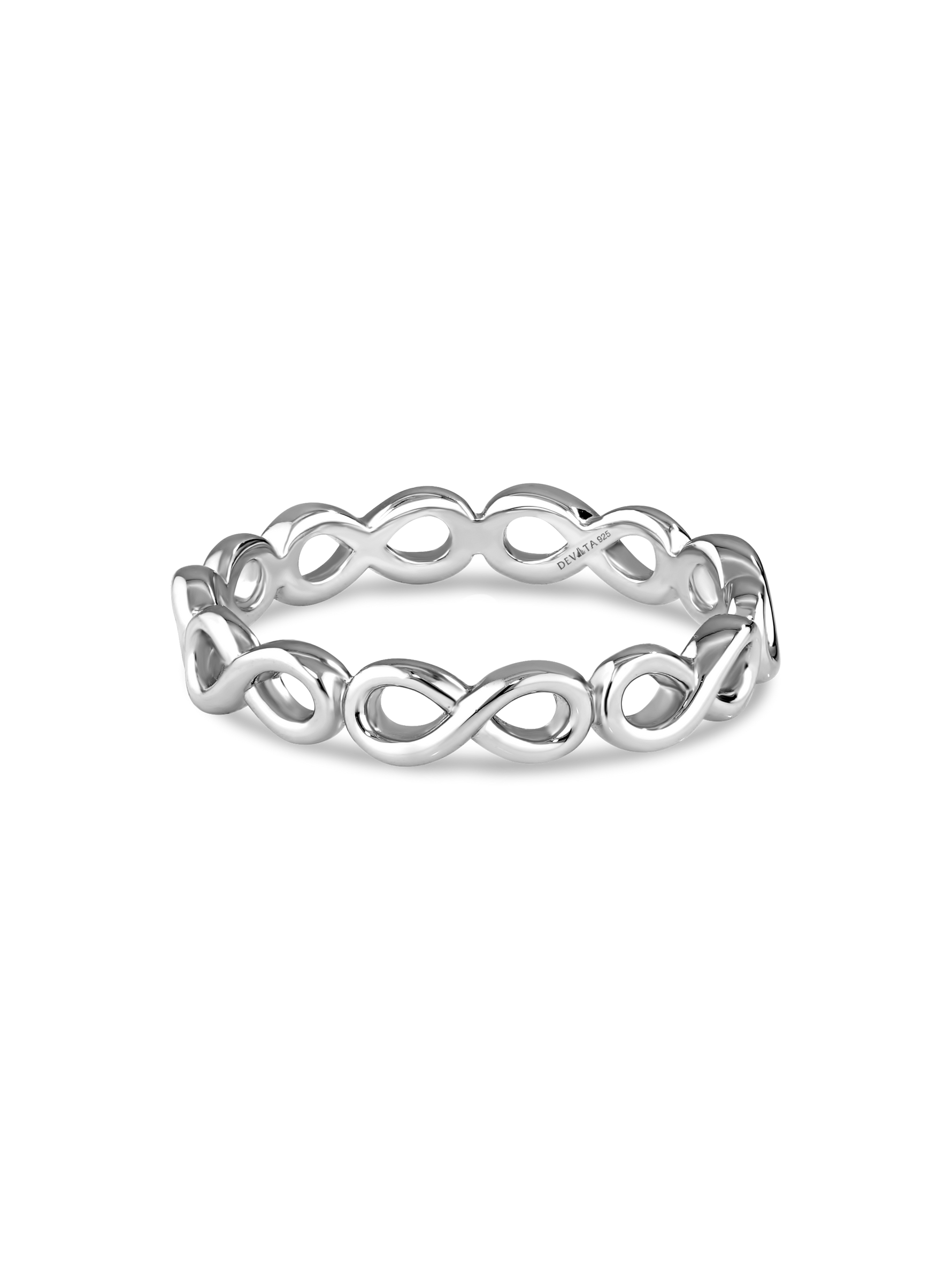 DEVATA Infinity Eternity Ring in Rhodium Plated Sterling Silver