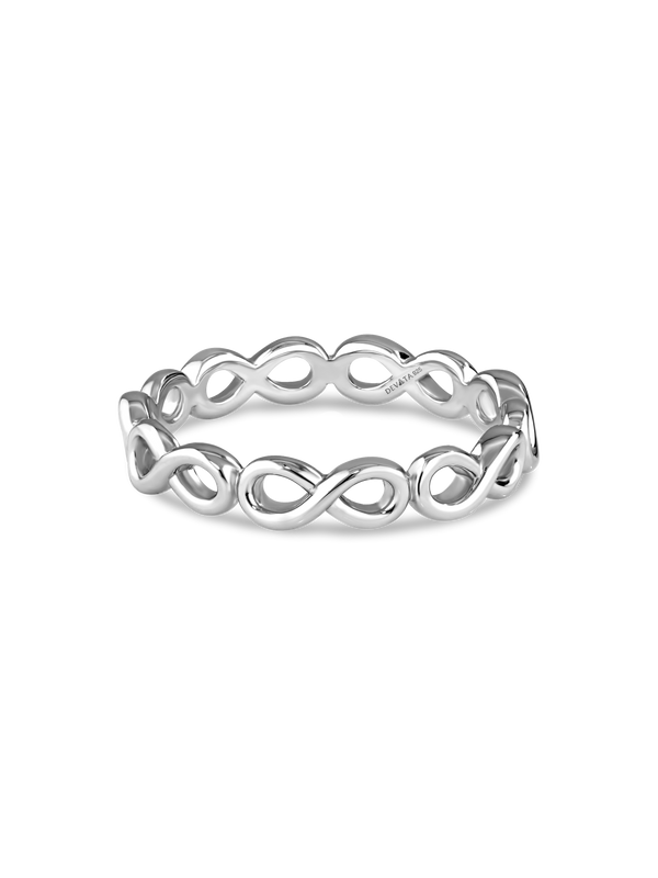 Infinity Eternity Ring in Rhodium Plated Sterling Silver