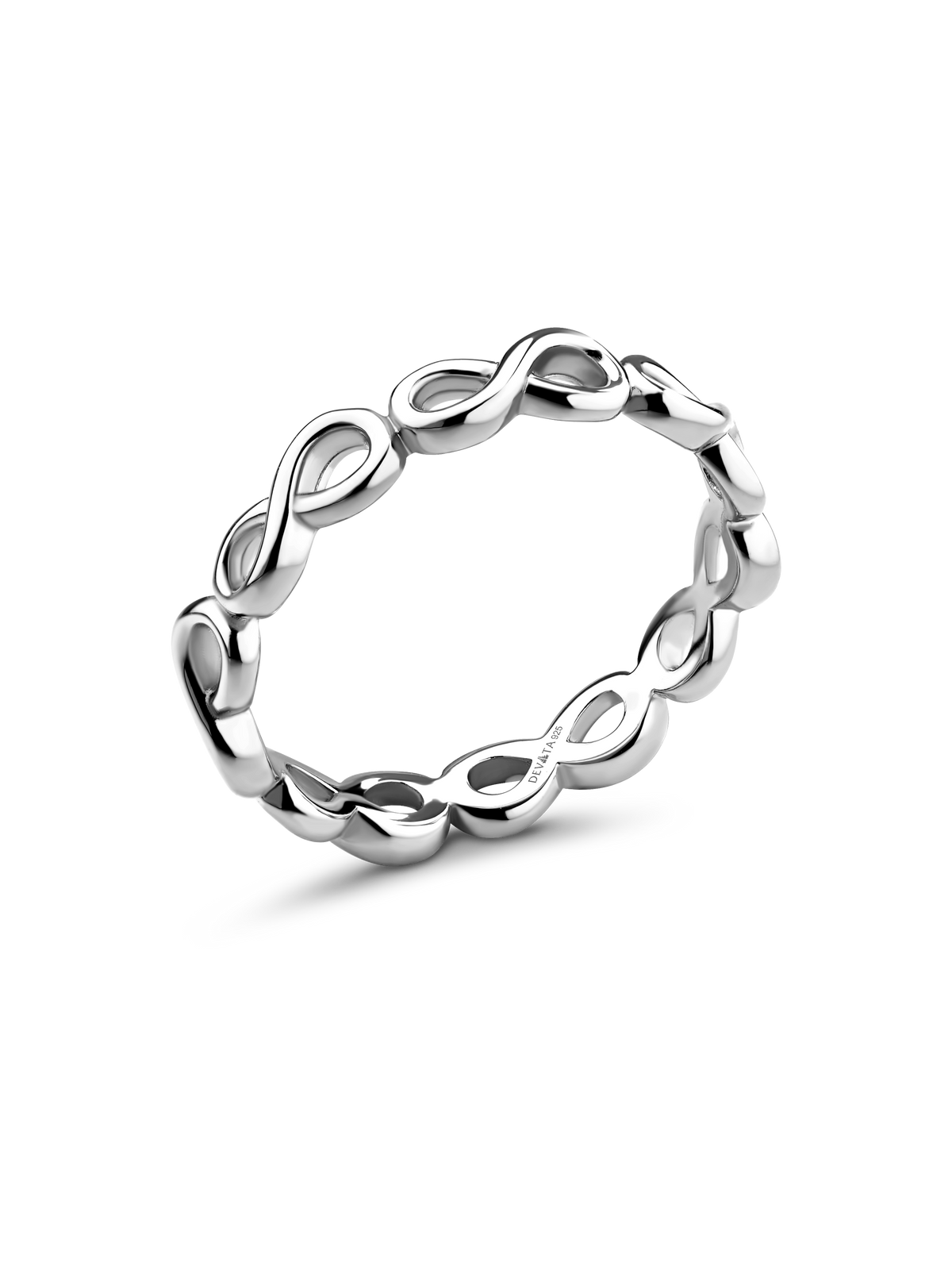 DEVATA Infinity Eternity Ring in Rhodium Plated Sterling Silver
