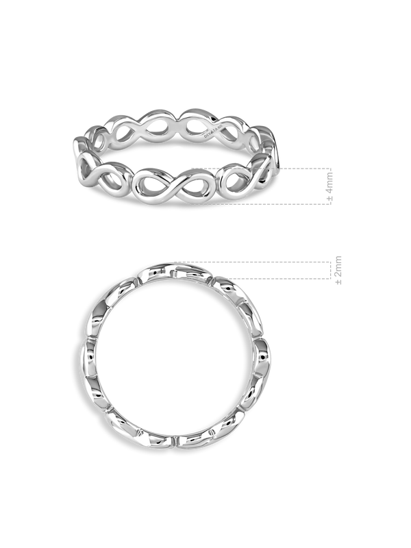 Infinity Eternity Ring in Rhodium Plated Sterling Silver