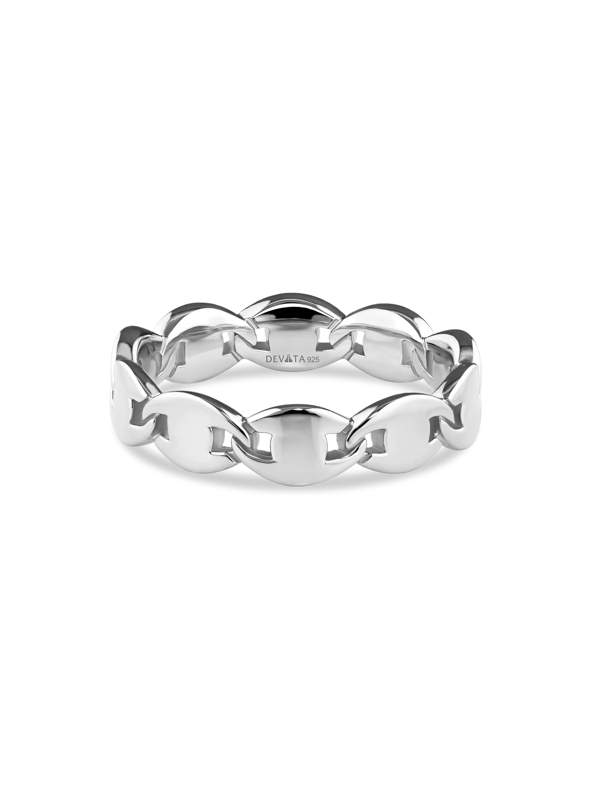 DEVATA Mariner Link Ring in Rhodium Plated Sterling Silver