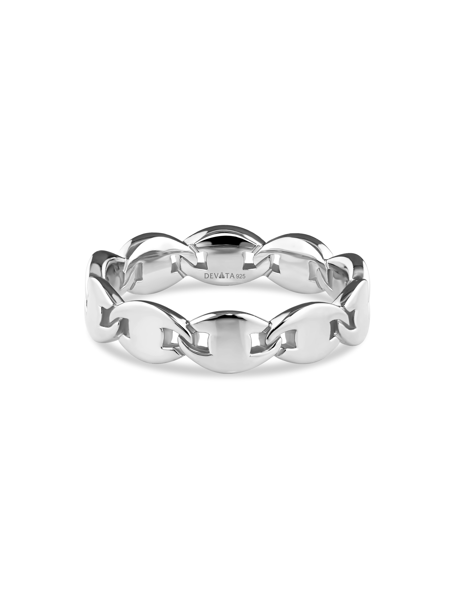 DEVATA Mariner Link Ring in Rhodium Plated Sterling Silver