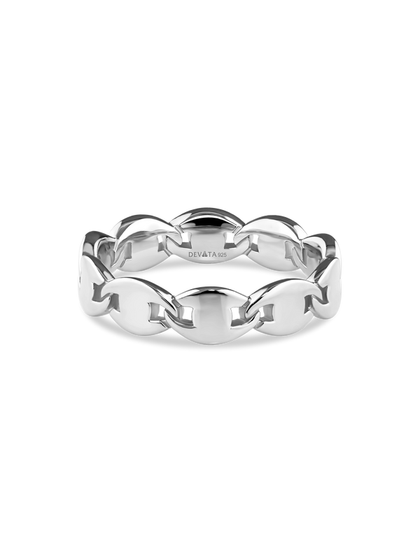 Mariner Link Ring in Rhodium Plated Sterling Silver